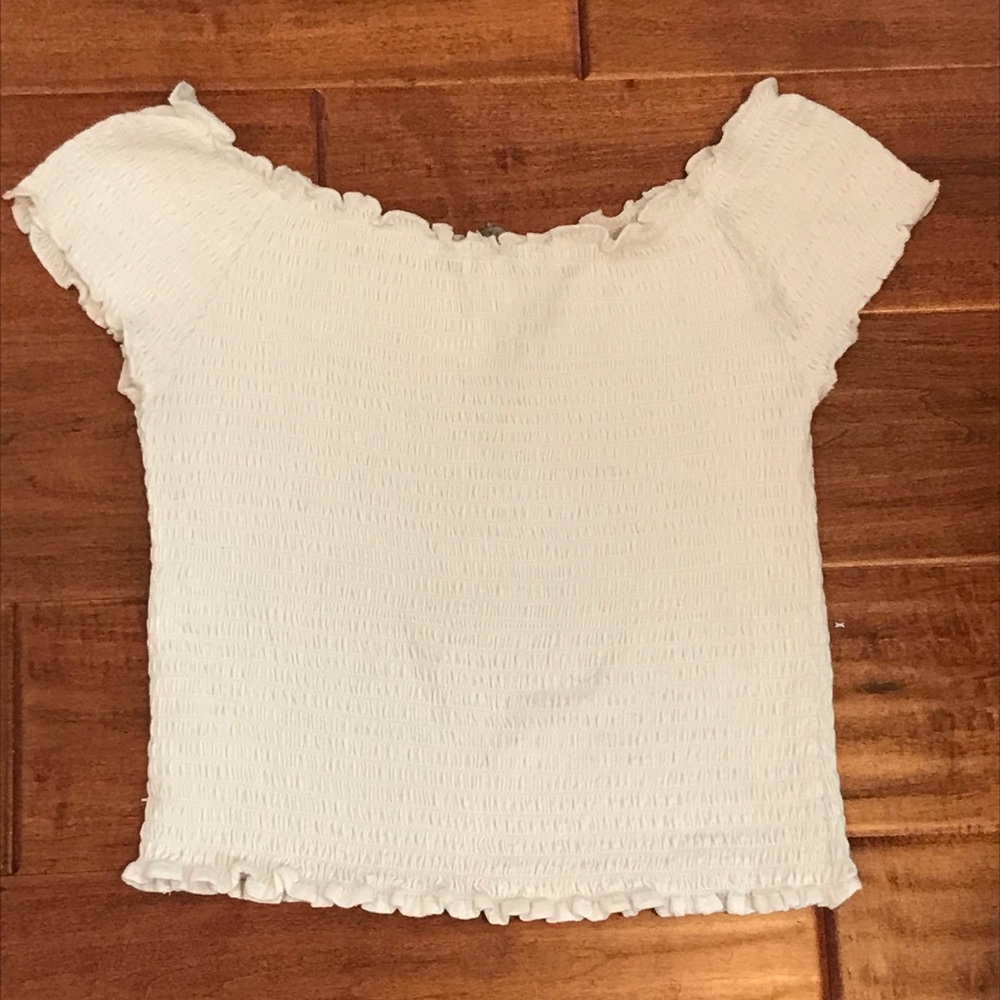 Brandy Melville white Charlene smocked crop top